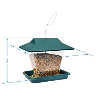 Plastic bird feeder - 19,5x14,5x18 cm, green – photo 7