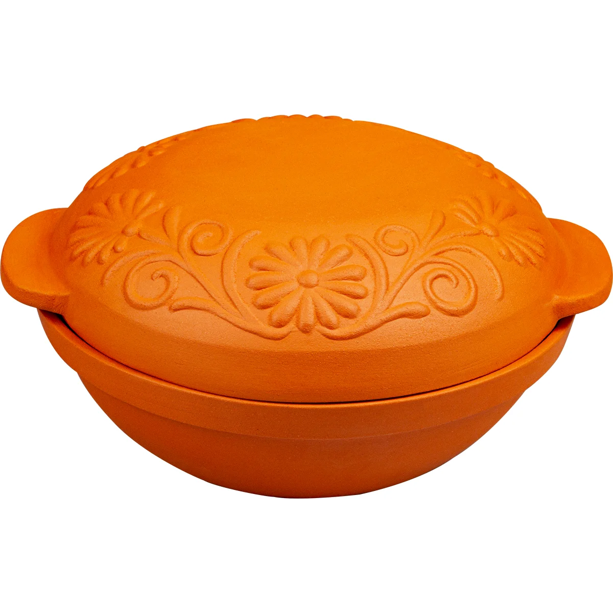 Stoneware, clay baker, 4 L, round, brown