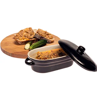 750ml Oblong Stoneware / ceramic crock lard pot with lid – photo 3