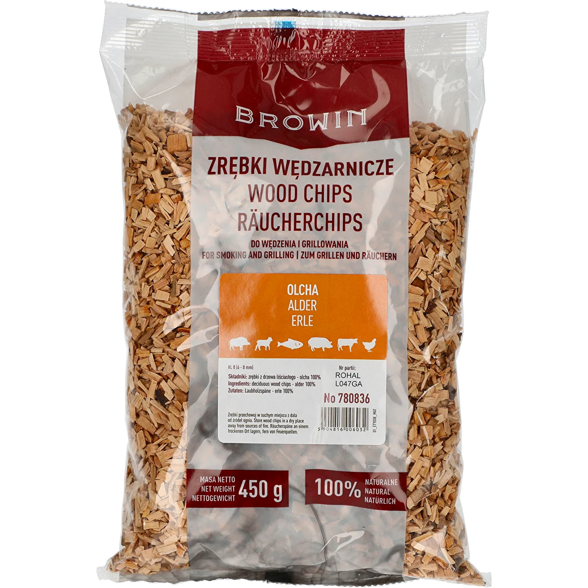 Alder smoking/grilling chips, 450 g, grade 8