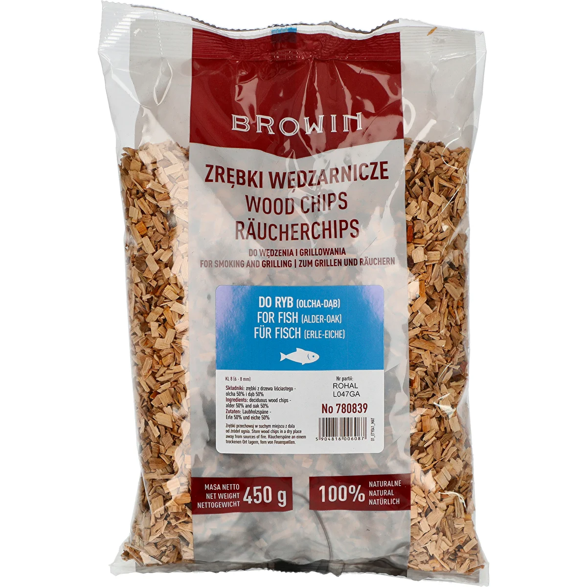 Smoking/Grilling Wood Chips, 50% Oak + 50% Alder, 450 g, Class 8