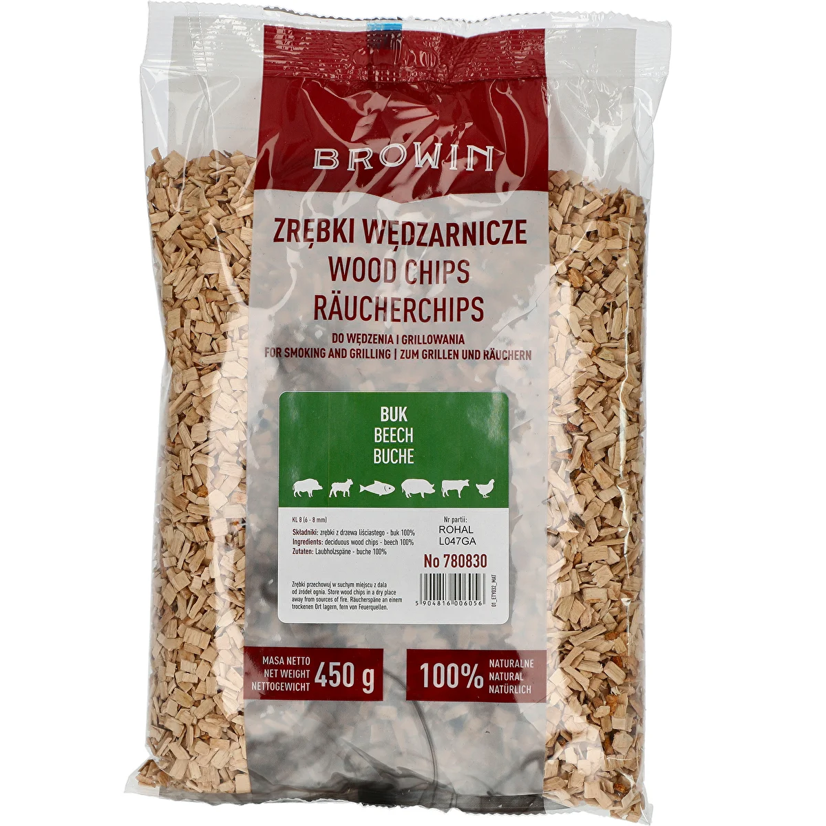 Wood chips for smoking/grilling, beech, 450 g, Grade 8