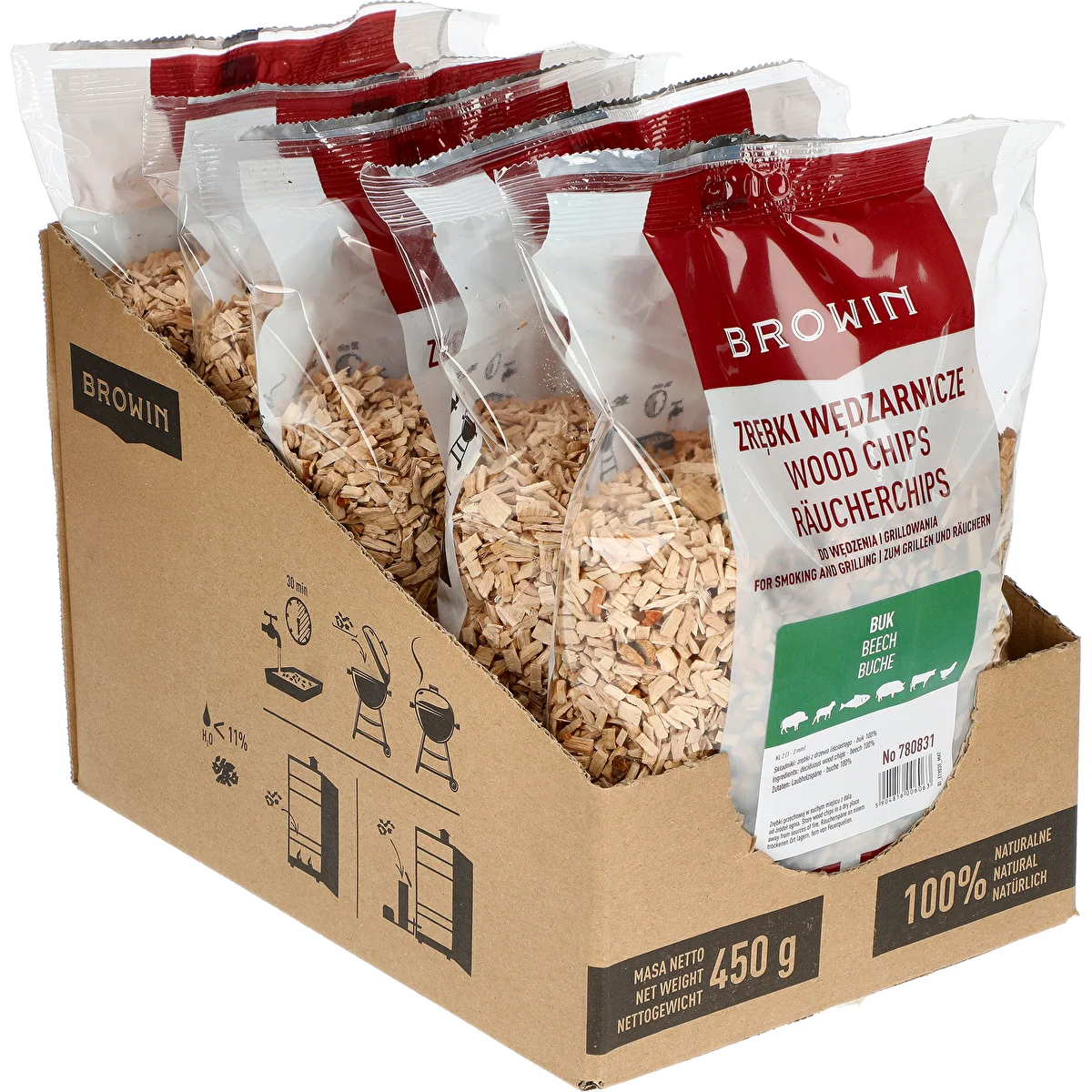 Smoking Chips (100% Beech) - Grade 2 - 450 g x 5
