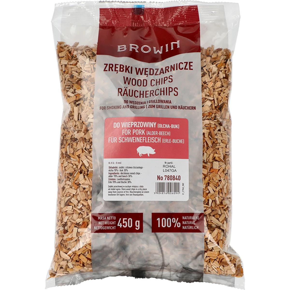 Smoking/Grilling Wood Chips 70% Alder + 30% Beech, 450 g, Class 8