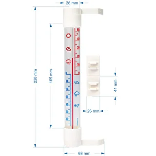 Window thermometer with transparent scale (-70°C to +50°C) 23cm mix – photo 2