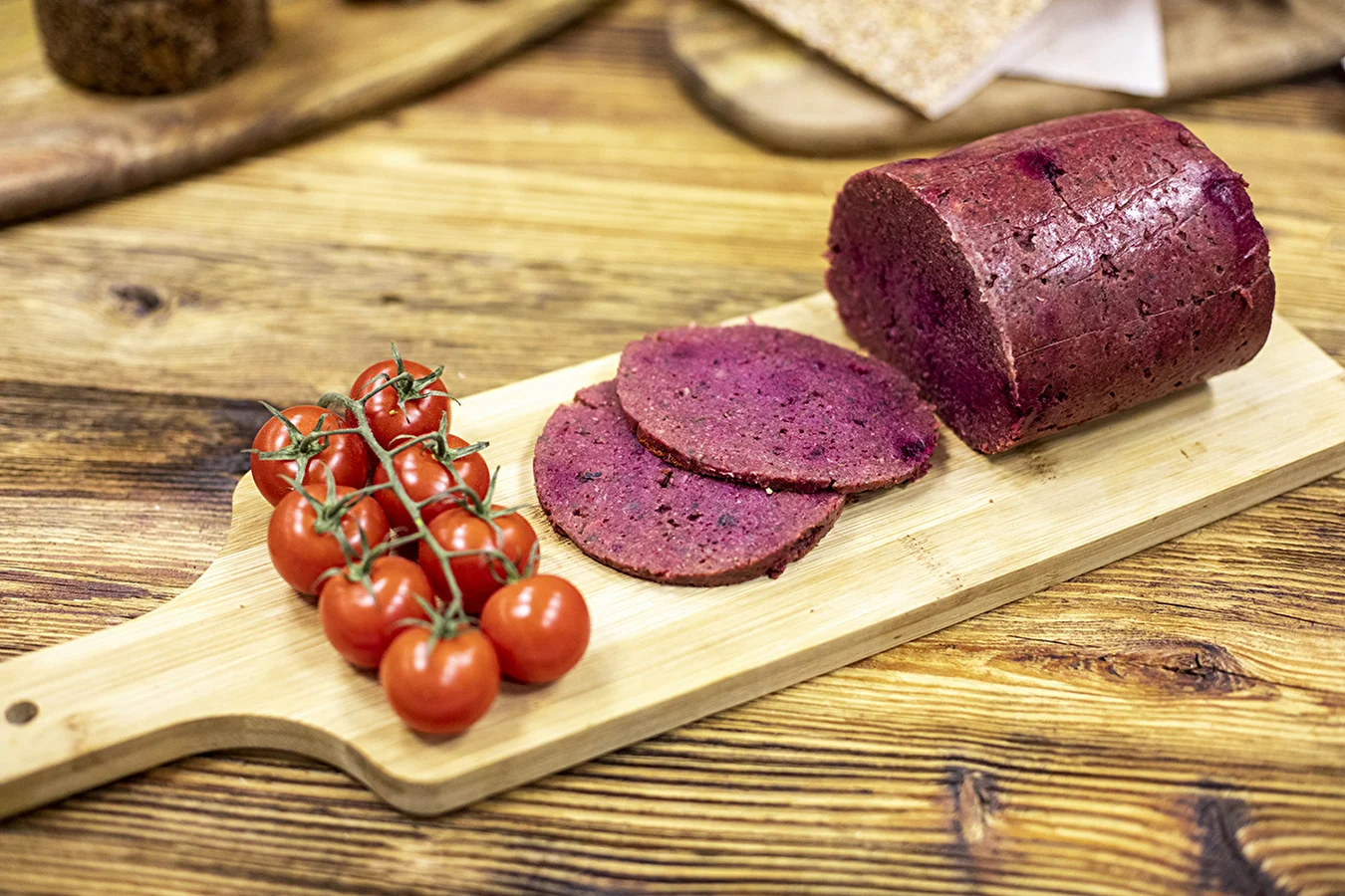 Vegan deli loaf from a ham maker