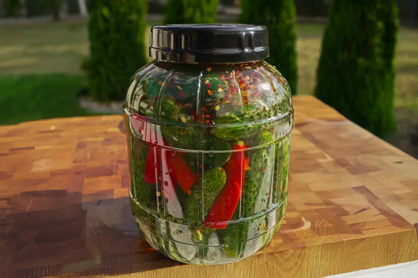 Fermented cucumbers with chili