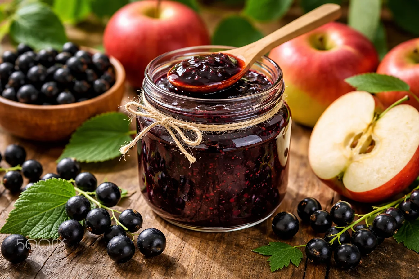 Blackcurrant and apple jam