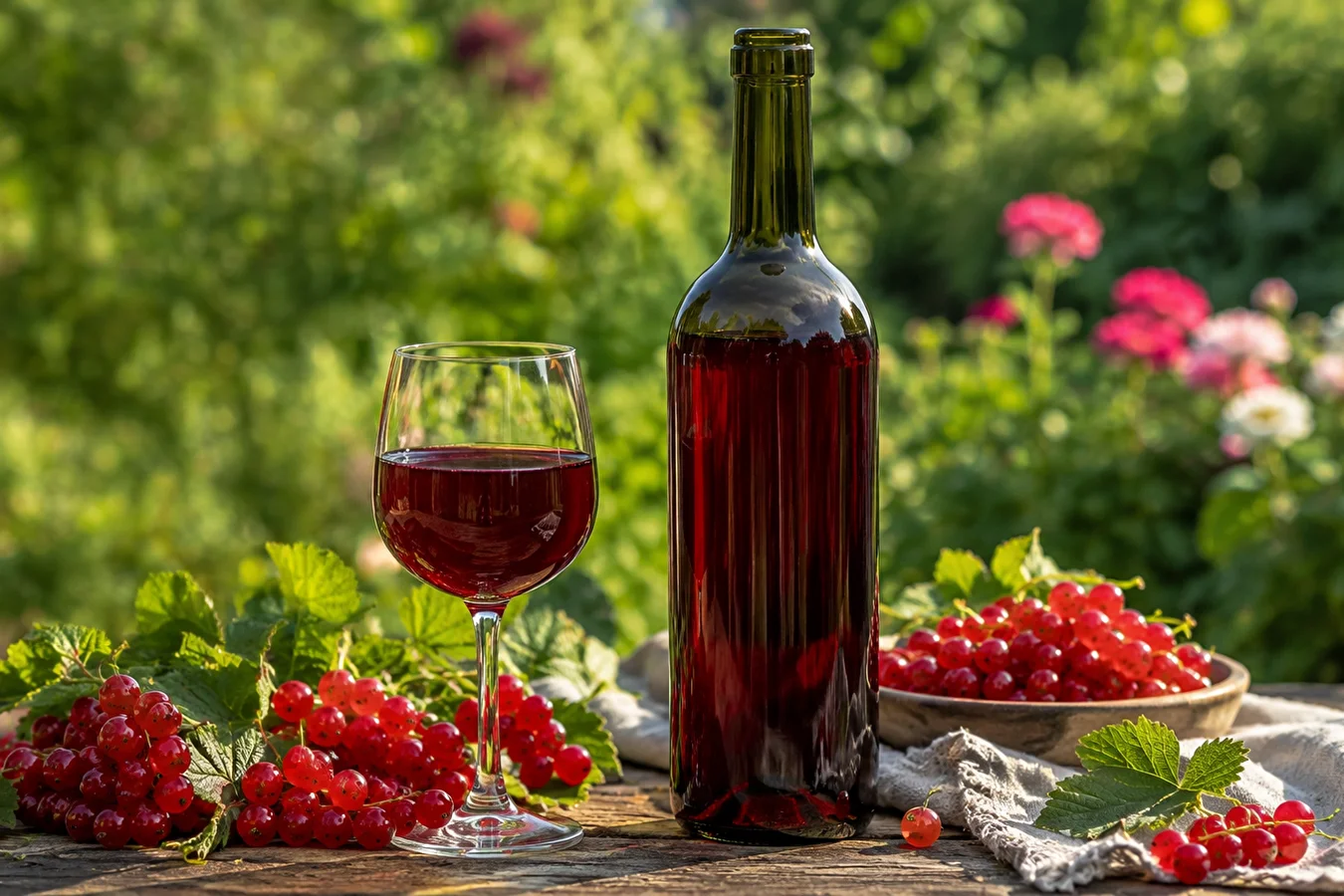 Homemade red currant wine