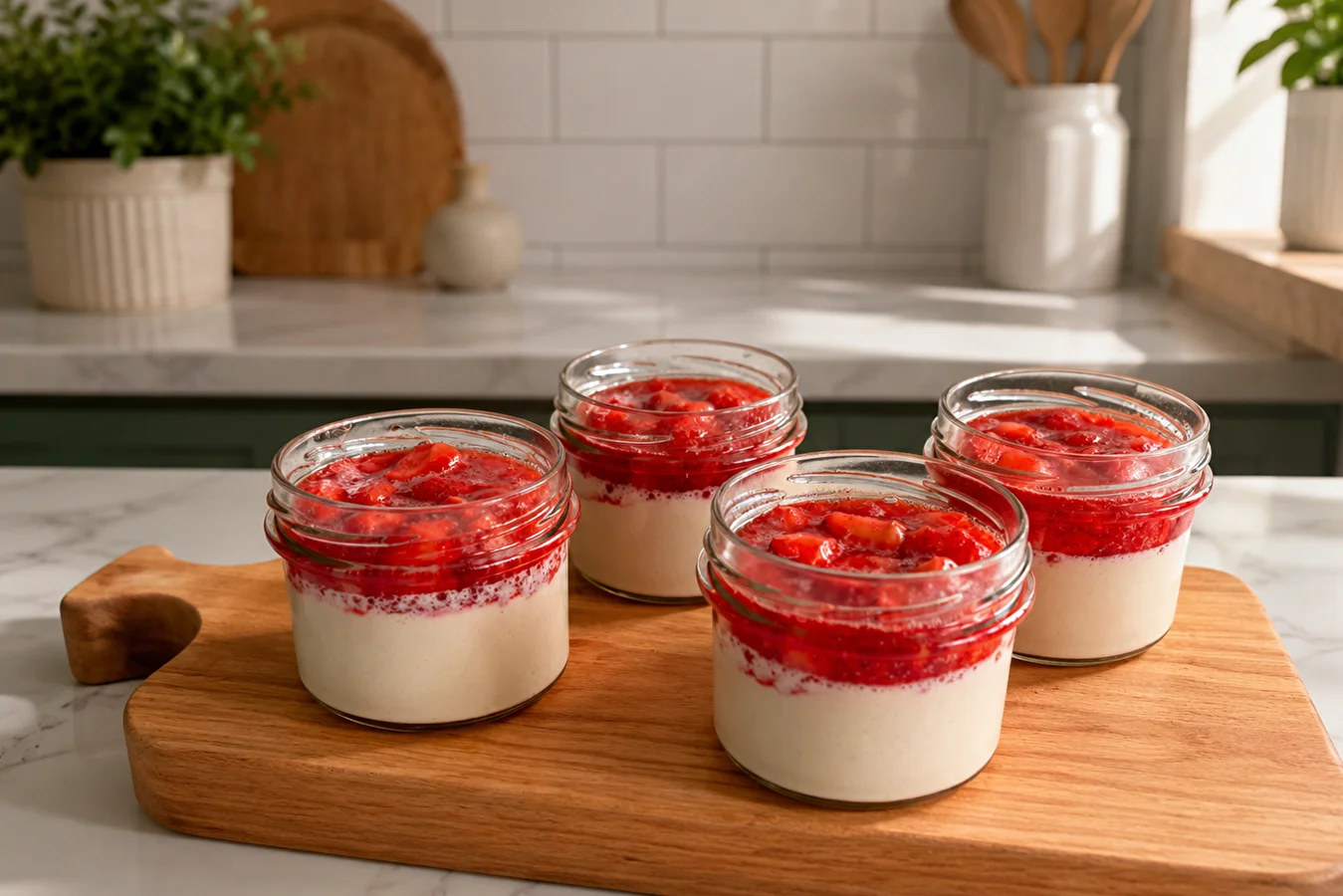 Vegan Panna Cotta with Strawberries