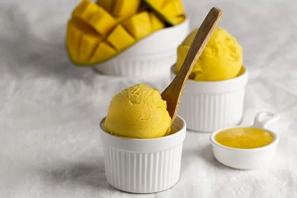 Refreshing mango sorbet - natural, light, and full of flavor!