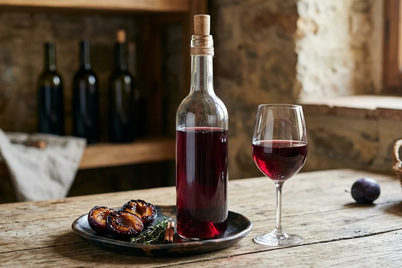 Plum wine with the addition of roasted plums