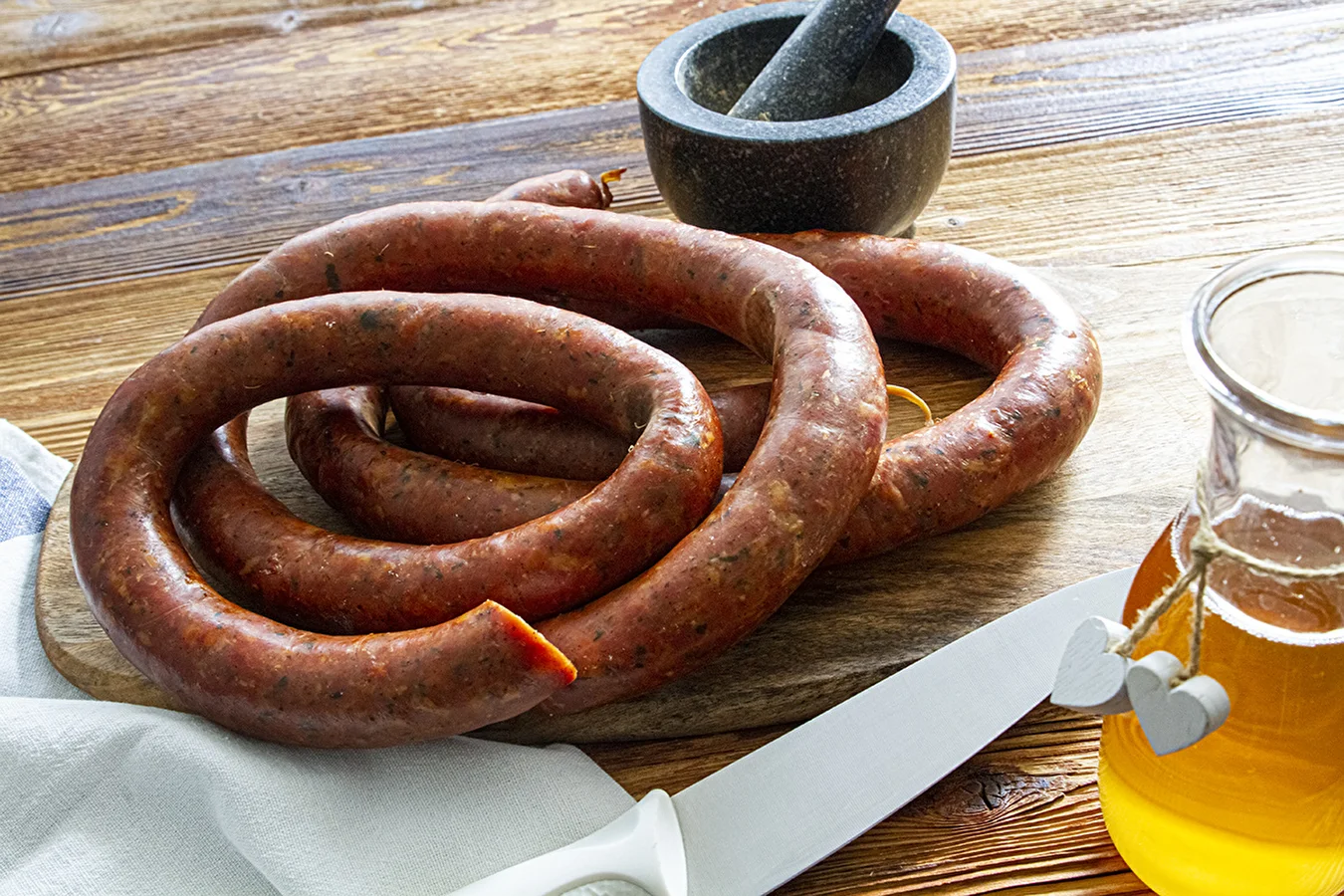 Homemade garlic sausage