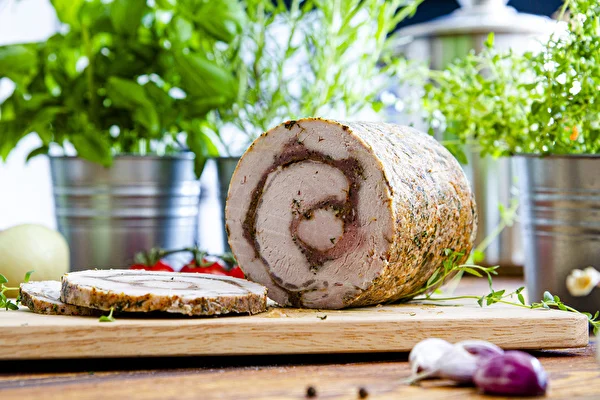 Pork loin and beef roulade from a pressure ham cooker