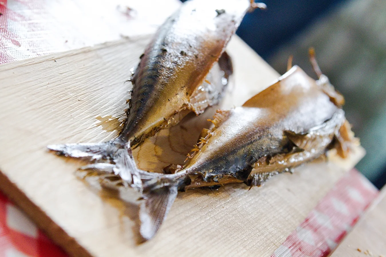 Homemade smoked mackerel in habanero brine