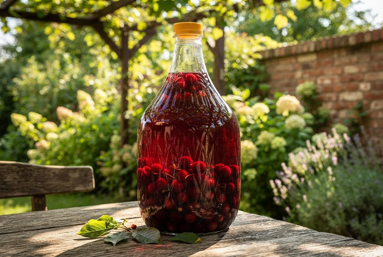 Homemade cherry liqueur