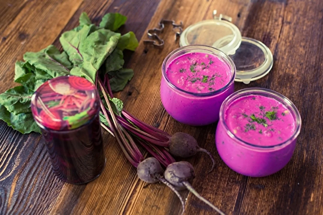 Cold beet soup with beet kvass