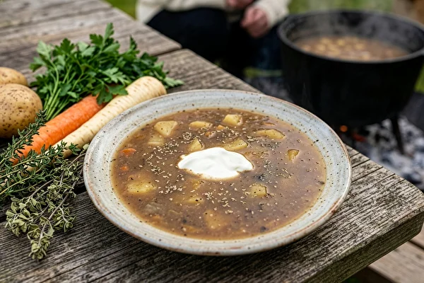 Vegetarian Żurek (Polish sour rye soup)