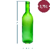 0.75 L wine bottle with corks and caps - 12 pcs - 6 