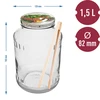 1,5l twist off glass jar with coloured lid Ø82/6 and tongs - 2 ['glass jar', ' jar with lid', ' jar for pickles', ' jar for cucumbers', ' jar with tongs', ' cucumber tongs', ' kitchen tongs']