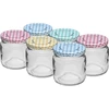 106 ml twist off glass jar with a coloured lid fi 53 - 6pcs  - 1 ['jars', ' small jars', ' jar', ' glass jar', ' glass jars', ' jar with lid', ' jars for preserves', ' canning jars', ' jars for spices', ' jam jar', ' jar for jam', ' honey jar', ' jar for honey']
