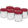 212 ml twist-off jar with burgundy lids Ø 66 mm - 6 pcs  - 1 ['set of jars', ' pickling jars', ' jam jars', ' jam jar', ' jars with screw caps', ' jars fi 66', ' jars with screw caps 4 hooks', ' jars with burgundy caps', ' for preserves', ' for dry product', ' container for spices']