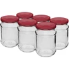 250 ml twist-off jar with burgundy lids - 6 pcs  - 1 ['set of jars', ' pickling jars', ' jam jars', ' jam jar', ' jars with screw caps', ' jars fi 66', ' jars with screw caps 4 hooks', ' jars with black caps', ' for preserves', ' for dry products', ' 0', '25 l']