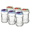 300ml twist off jar with coloured lid Ø66 - 6 pcs. - 2 ['preserving jars', ' 300 ml jars', ' set of jars', ' jars with colourful caps', ' colourful caps', ' for compotes', ' for jams']