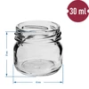 30ml twist off  glass jar with coloured lid , Ø43 - 10 pcs. - 4 ['jars', ' small jars', ' jar', ' glass jar', ' glass jars', ' jar with lid', ' jars for preserves', ' canning jars', ' jars for spices', ' jam jar', ' jar for jam', ' honey jar', ' jar for honey']
