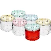 330 ml low jar with vichy check pattern Ø82/6 lid, 6 pcs - 2 ['low jar', ' glass jar', ' 330 ml jar', ' twist-off lid', ' jam jar', ' storage container', ' homemade preserves', ' herring jar', ' salad jar', ' dessert jar']