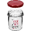 346 mL twist-off jar with a “Made With Love” print – maroon lid Ø82/6, 3 pcs - shrinkwrap pack - 5 ['printed jar', ' preserving jars', ' decorative jars', ' jar with inscription', ' decorative jar', ' jam jars', ' glass jar with screw cap', ' preserving jar with screw cap', ' TO jar', ' twist-off jar']