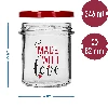 346 mL twist-off jar with a “Made With Love” print – maroon lid Ø82/6, 3 pcs - shrinkwrap pack - 6 ['printed jar', ' preserving jars', ' decorative jars', ' jar with inscription', ' decorative jar', ' jam jars', ' glass jar with screw cap', ' preserving jar with screw cap', ' TO jar', ' twist-off jar']