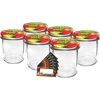 346ml twist off glass jar with coloured lid Ø82/6 and label - 6 pcs.  - 1 