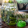 4 L twist off glass jar with plastic lid Ø100 and tongs - 8 ['jar', ' glass jar', ' jar with lid', ' jar for pickled cucumbers', ' jar for cucumbers', ' liqueur jar', ' jar for liqueurs', ' jar with tongs', ' cucumber tongs', ' kitchen tongs']