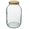 4l twist off glass jar with golden lid Ø100 and tongs - 2 ['jar', ' glass jar', ' jar with lid', ' jar for pickled cucumbers', ' jar for cucumbers', ' liqueur jar', ' jar for liqueurs', ' jar with tongs', ' cucumber tongs', ' kitchen tongs']