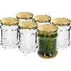 500 ml “Fisz” fluted jar with golden Ø82/6 lid, 6 pcs - 2 ['glass jar', ' large jar', ' jar', ' jar for brine-pickling of cucumbers', ' jar for cucumbers', ' jar for preserves', ' flour jar', ' soup jar', ' 500 ml jar', ' jar with twist-off lid', ' preserve jar', ' jar for preserving food', ' honey jar']