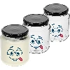 580 ml twist-off jar with face print and Ø82/6 lid - 3 pcs  - 1 ['jars', ' glass jar', ' glass jars', ' jar with lid', ' printed jar', ' dinner jar', ' food jar', ' jar', ' set of jars', ' Ø82 jars with lids 6 hooks', ' jars with black lids', ' for preserves']