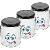 580 ml twist-off jar with face print and Ø82/6 lid - 3 pcs - 2 ['jars', ' glass jar', ' glass jars', ' jar with lid', ' printed jar', ' dinner jar', ' food jar', ' jar', ' set of jars', ' Ø82 jars with lids 6 hooks', ' jars with black lids', ' for preserves']