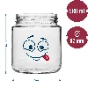580 ml twist-off jar with face print and Ø82/6 lid - 3 pcs - 7 ['jars', ' glass jar', ' glass jars', ' jar with lid', ' printed jar', ' dinner jar', ' food jar', ' jar', ' set of jars', ' Ø82 jars with lids 6 hooks', ' jars with black lids', ' for preserves']
