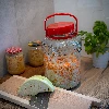 5l glass jar with plastic cap - 9 ['large jar', ' jar large', ' large glass jar', ' canning jar', ' for pickling', ' for cucumbers', ' doe cabbage', ' industrial jar', ' jar with tings', ' jar tongs', ' cucumber tings']