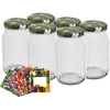 900ml twist off glass jar with coloured lid Ø82/6 and label - 6 pcs.  - 1 