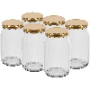 900ml twist off glass jar with golden lid Ø82/6 - 6 pcs.  - 1 ['jars', ' glass jar', ' glass jars', ' jar with lid', ' jars for preserves', ' canning jars', ' jars for cucumbers', ' honey jar ']