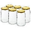 900ml twist off glass jar with golden lid Ø82/6 - 6 pcs. - 2 ['jars', ' glass jar', ' glass jars', ' jar with lid', ' jars for preserves', ' canning jars', ' jars for cucumbers', ' honey jar ']