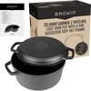 Cast iron pot with a pan, 5 L + 1 L - 10 ['pot and pan', ' 2 in 1', ' cast iron pot', ' cast iron pan', ' cast iron pan', ' set of cast iron cookware', ' for cooking', ' frying', ' baking', ' for the fire', ' grill pan']