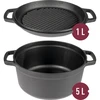 Cast iron pot with a pan, 5 L + 1 L - 2 ['pot and pan', ' 2 in 1', ' cast iron pot', ' cast iron pan', ' cast iron pan', ' set of cast iron cookware', ' for cooking', ' frying', ' baking', ' for the fire', ' grill pan']