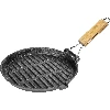 Cast iron round griddle pan with handle, 24 cm ['cast iron skillet induction', ' cast iron pots', ' skillet with wooden handle', ' cast iron pots']