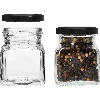 Four Corners - 120 ml twist-off jar Ø53 with a black lid, 6 pcs - 4 ['jars for preserves', ' 120 mL jars', ' jars with twist-off lids', ' jars with safety button lids', ' set of jars', ' preserve jars', ' jars with colourful lids', ' colourful lids', ' jam jars', ' jars for seasonings', ' jar', ' jar with lid']