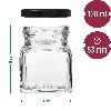 Four Corners - 120 ml twist-off jar Ø53 with a black lid, 6 pcs - 6 ['jars for preserves', ' 120 mL jars', ' jars with twist-off lids', ' jars with safety button lids', ' set of jars', ' preserve jars', ' jars with colourful lids', ' colourful lids', ' jam jars', ' jars for seasonings', ' jar', ' jar with lid']