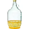 Lady demijohn 5 L with a screw cap, with a plastic basket (white glass, golden screw cap)  - 1 