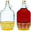 Lady demijohn 5 L with a screw cap, with a plastic basket (white glass, golden screw cap) - 3 